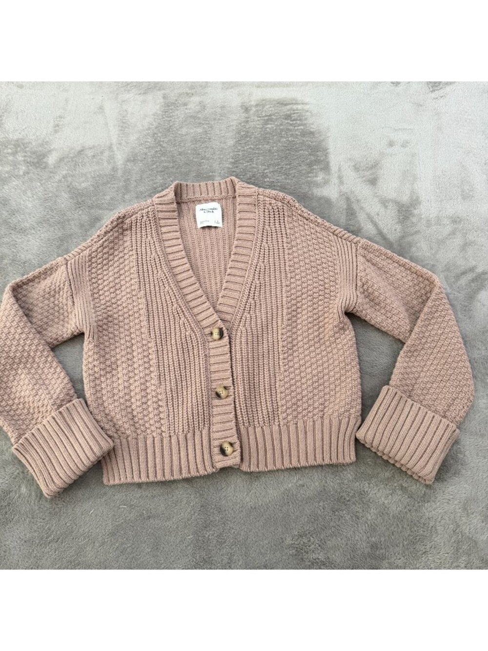 Abercrombie & Fitch Tan Chunky Knit Sweater Cardigan Womens SMALL